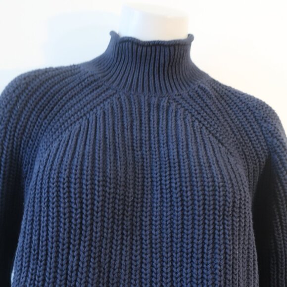 Womens J. Crew Navy Blue Mock Neck Chunky Knit Sweater L - Picture 5 of 8